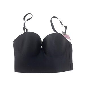 Jezebel Womens Black Strapless Bustier Bra SZ 32DD Nylon/Spandex Adj Strap